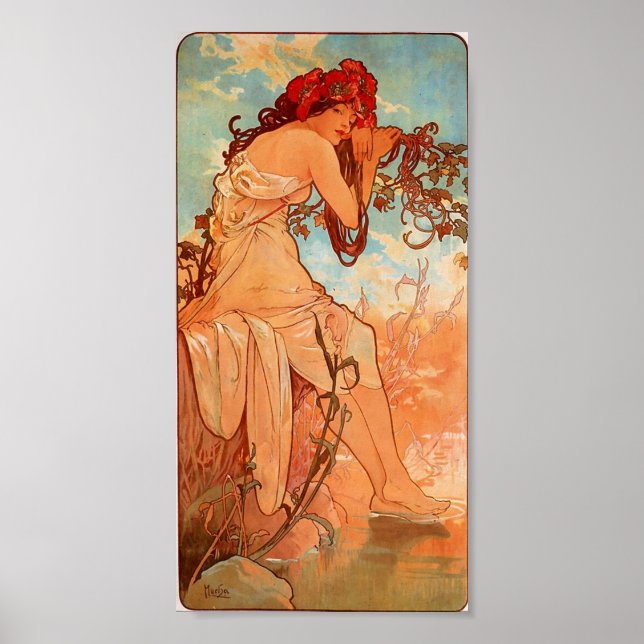 Póster Verano de Alphons Mucha (Frente)