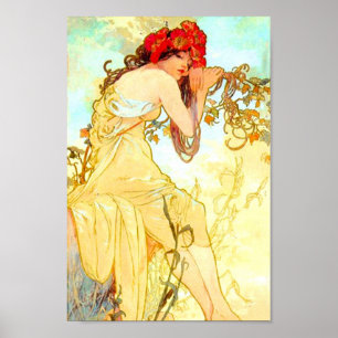 Póster Verano de Art Nouveau de Alphonse Mucha