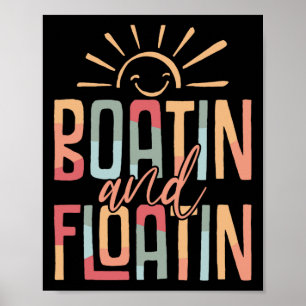 Póster Verano De Boating Y Flotación Vida En El Lago Flot