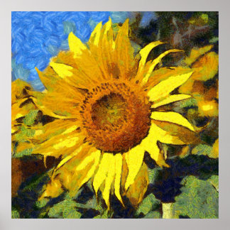 Póster Verano De Estilo Artístico De Sunflower