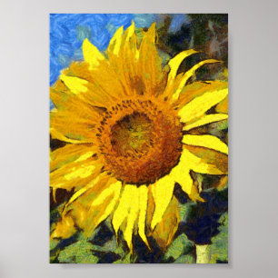 Póster Verano De Estilo Artístico De Sunflower
