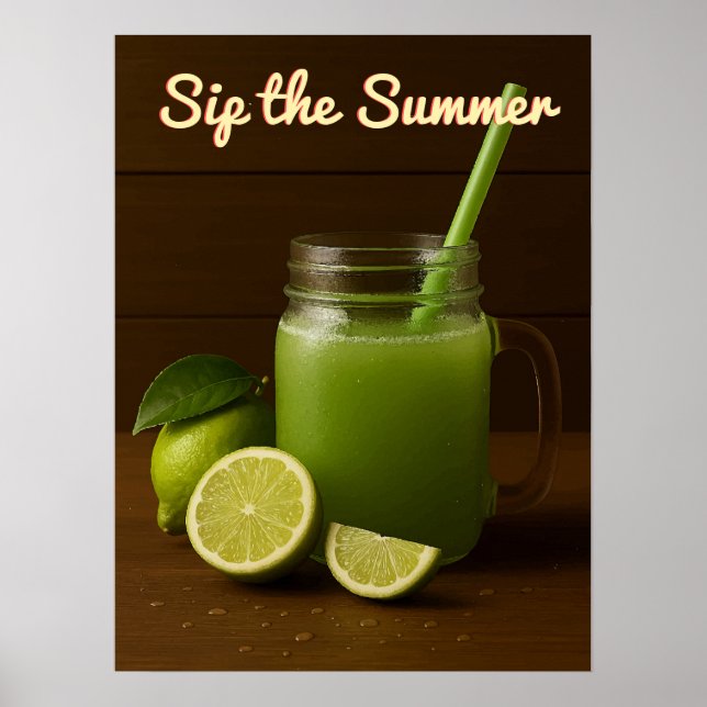 Póster Verano de jugo de limón fresco - Citrus refrescant (Frente)