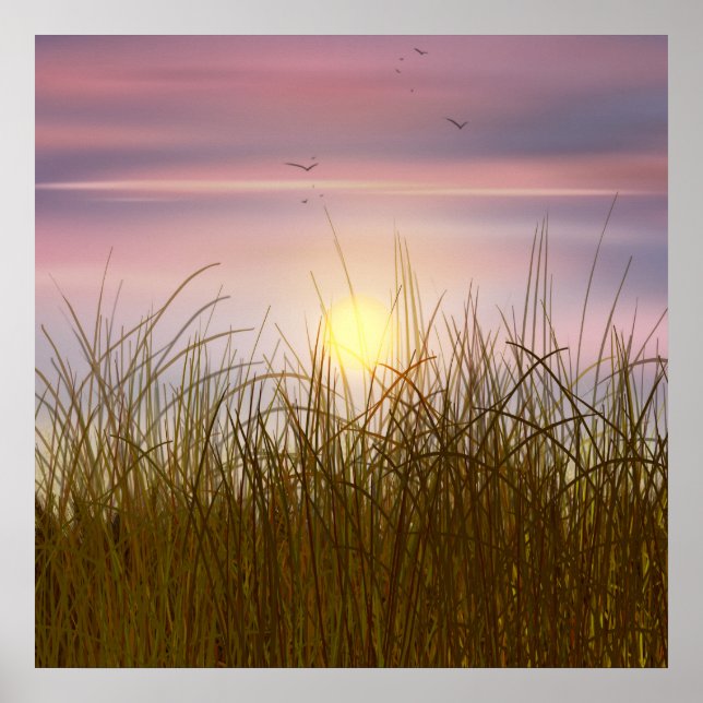 Póster Verano de pintura al óleo del cielo del cielo del  (Frente)