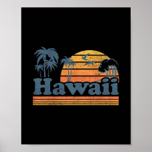 Póster Verano de playa vintage de Hawái Surfing hawaiano