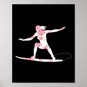 Póster Verano de surf - Tema de flores geniales para surf