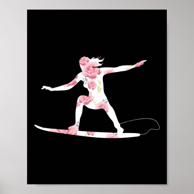 Póster Verano de surf - Tema de flores geniales para surf (Frente)