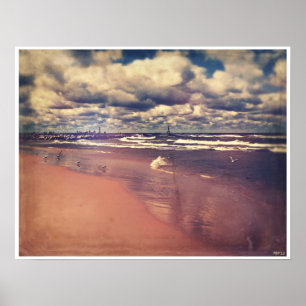 Póster Verano del lago Michigan