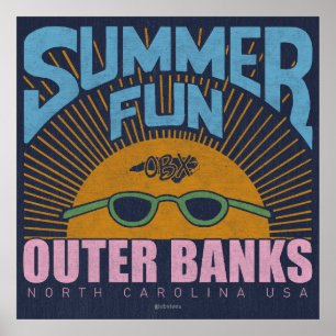 Póster Verano diversión OBX exterior Bancos Carolina del