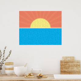 Póster Verano divertido de sol y tiburones