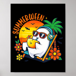 Póster Verano divertido fantasma verano Halloween vacacio