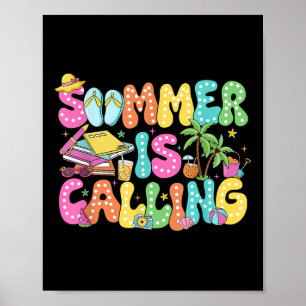 Póster Verano divertido llama a la escuela de profesores