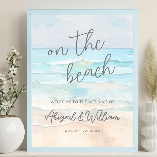 Póster Verano En El Cartel De Bienvenida De La Boda De Pl (Summer On The Beach Wedding Welcome Sign)