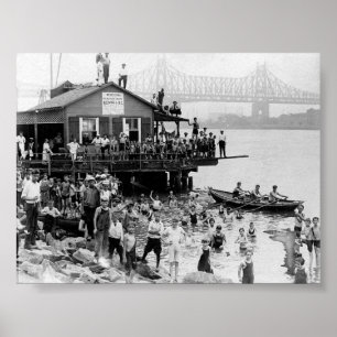 Póster Verano en el East River, Nueva York 1921 NY
