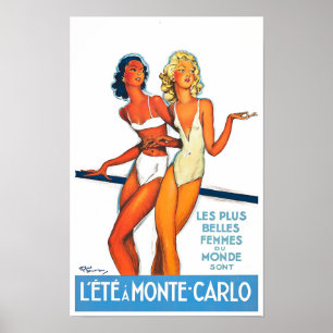 Póster Verano en Montecarlo Mónaco Viajes de época de Fra