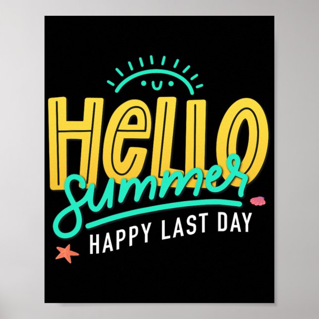 Póster Verano Feliz Último Día De Escuela Profesor Estudi (Frente)