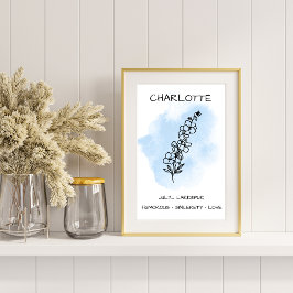 Póster Verano Flor Julio Azul Larkspur Delfino