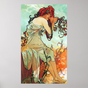 Póster Verano, las estaciones, Mucha