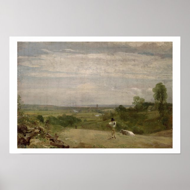 Póster Verano por la mañana: Dedham desde Langham (Frente)