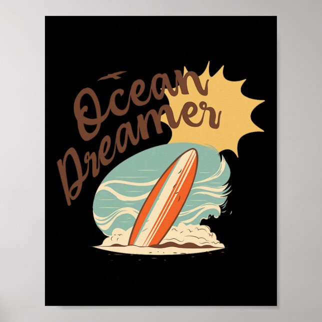 Póster Verano - Soñador del Océano Surfeando  (Frente)