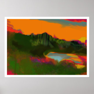 Póster Verano Sunset Resumen del paisaje