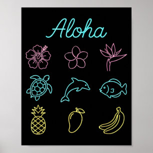 Póster Verano Tropical Isla Hawaiana Aloha