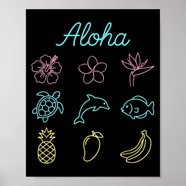 Póster Verano Tropical Isla Hawaiana Aloha (Frente)