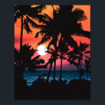 Póster Verano Tropical Naranja Rosa Palm Trees Sunset<br><div class="desc">Este diseño tropical y fresco es perfecto para los meses cálidos de verano. Cuenta con una moderna puesta de sol de neón rosa, naranja y violeta con siluetas negras de palmeras y un sol brillante. ¡Es hermoso, magnífico y pintoresco! ***NOTA DE DISEÑO IMPORTANTE: Para cualquier solicitud de diseño personalizado, como...</div>