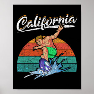 Póster Verano Tropical Retro Surfista Californiano C