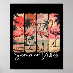Póster Verano Vibes Playa Flamingo Pink Palm Tree