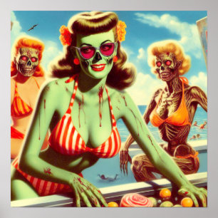 Póster Verano Zombie Pin-up