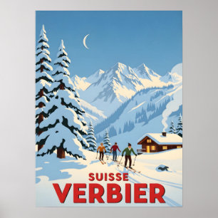 Póster Verbier, Suiza - Estación de esquí alpino