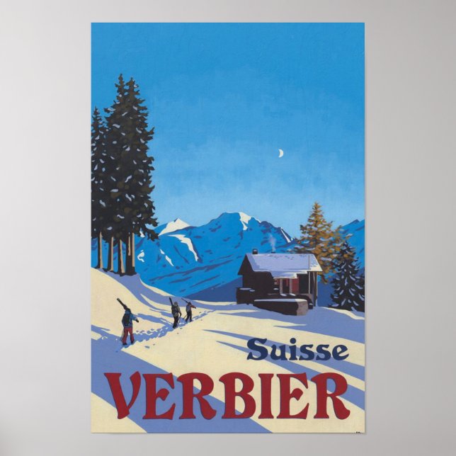 Póster Verbier Suiza Viaje Vintage (Frente)