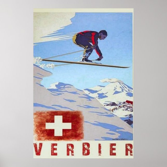 Póster Verbier Suiza Viaje Vintage (Frente)