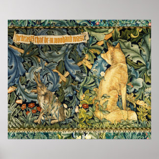 PÓSTER VERDAD, ANIMALES FORESTALES, FOX Y CUIDADO, FLORAL