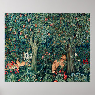 Póster VERDAD, ANIMALES FORESTALES Hares, Fox, Floral Ver