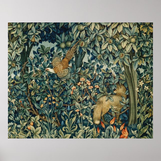 Póster VERDAD, ANIMALES FORESTALES Pheasant, Fox, Green F (Frente)