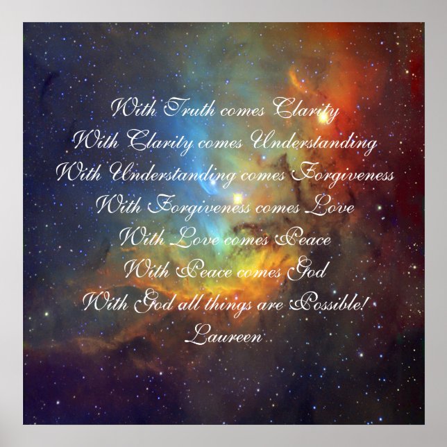 Póster Verdad, comprensión del amor y Dios (Frente)