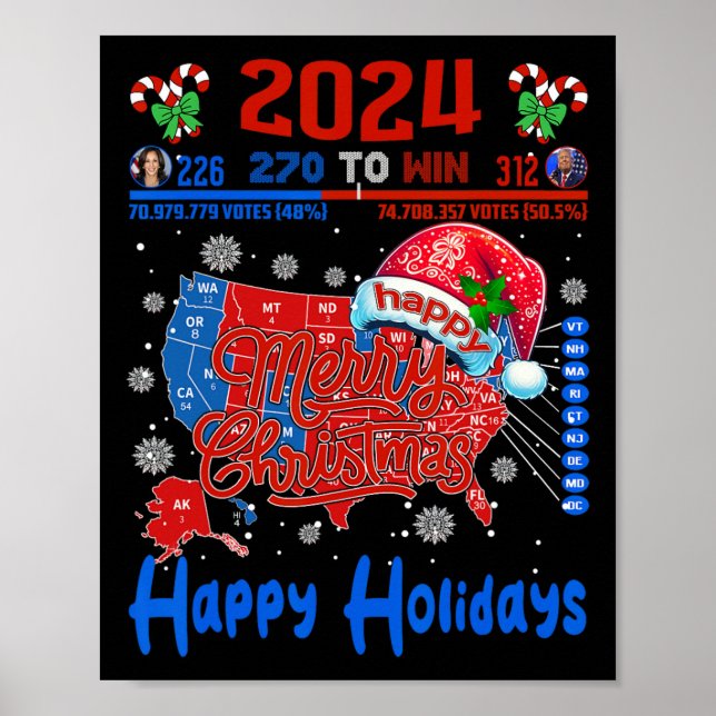 Póster Verdadera Navidad en el mapa electoral de 2024 Tru (Frente)