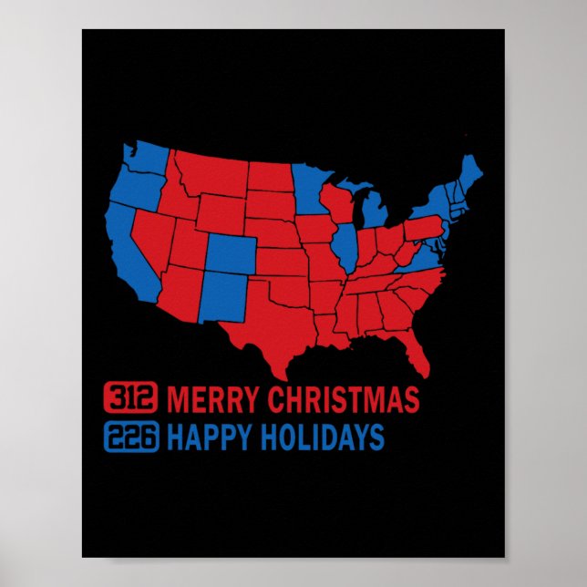 Póster Verdadera Navidad en el mapa electoral de 2024 Tru (Frente)