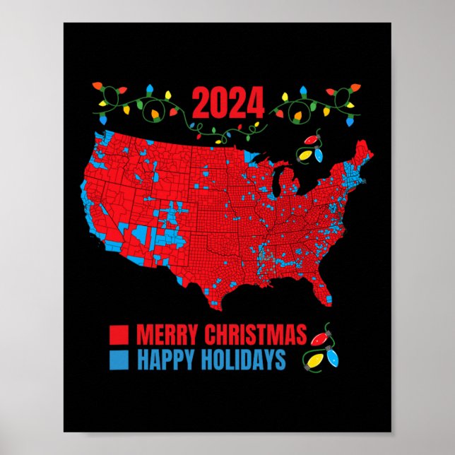 Póster Verdadera Navidad en el mapa electoral de 2024 Tru (Frente)