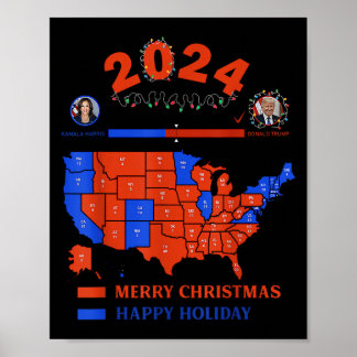 Póster Verdadera Navidad en el mapa electoral de 2024 Tru