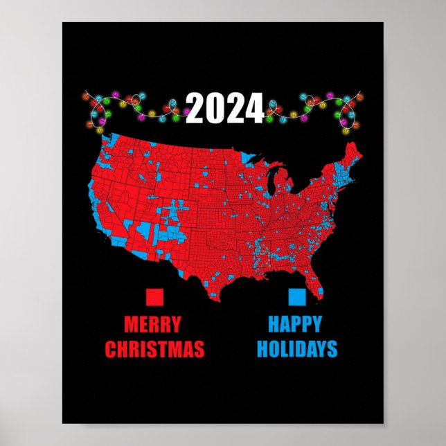 Póster Verdadera Navidad en el mapa electoral de 2024 Tru (Frente)