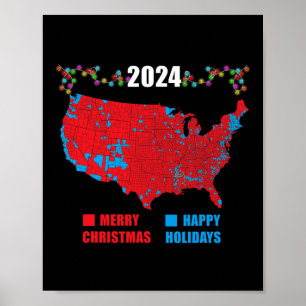 Póster Verdadera Navidad en el mapa electoral de 2024 Tru