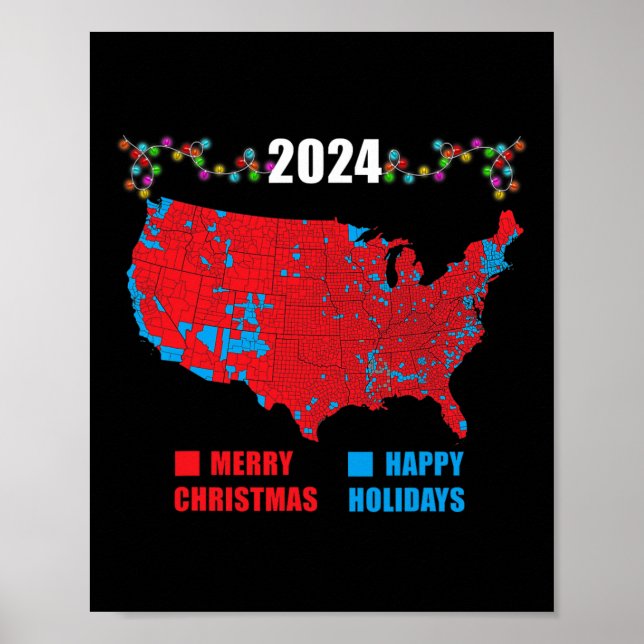 Póster Verdadera Navidad en el mapa electoral de 2024 Tru (Frente)