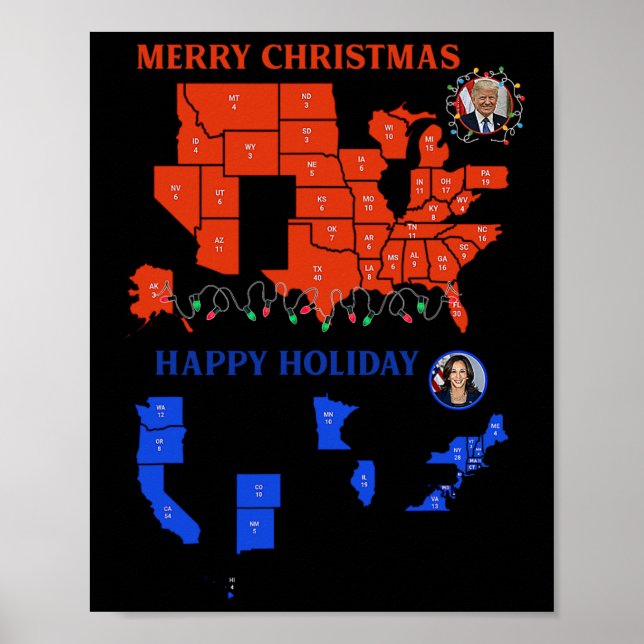 Póster Verdadera Navidad en el mapa electoral de 2024 Tru (Frente)