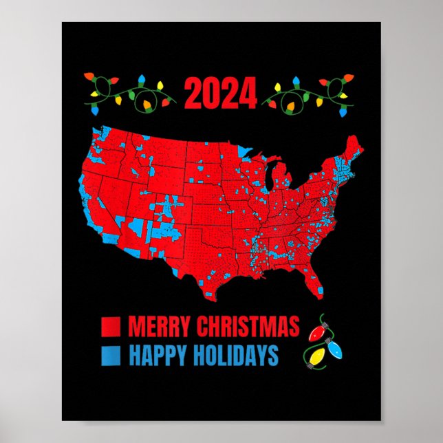 Póster Verdadera Navidad en el mapa electoral de 2024 Tru (Frente)