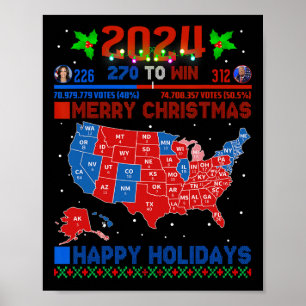 Póster Verdadera Navidad en el mapa electoral de 2024 Tru
