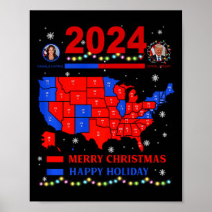 Póster Verdadera Navidad en el mapa electoral de 2024 Tru
