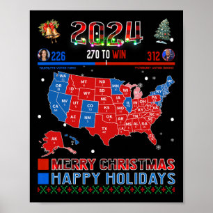 Póster Verdadera Navidad en el mapa electoral de 2024 Tru