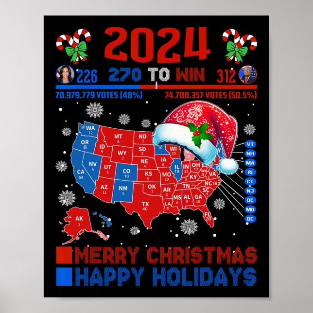 Póster Verdadera Navidad en el mapa electoral de 2024 Tru (Frente)
